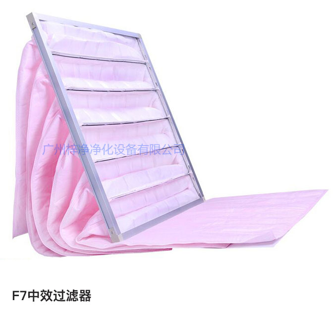 F7级袋式中效过滤器常用于净化空调中级过滤。